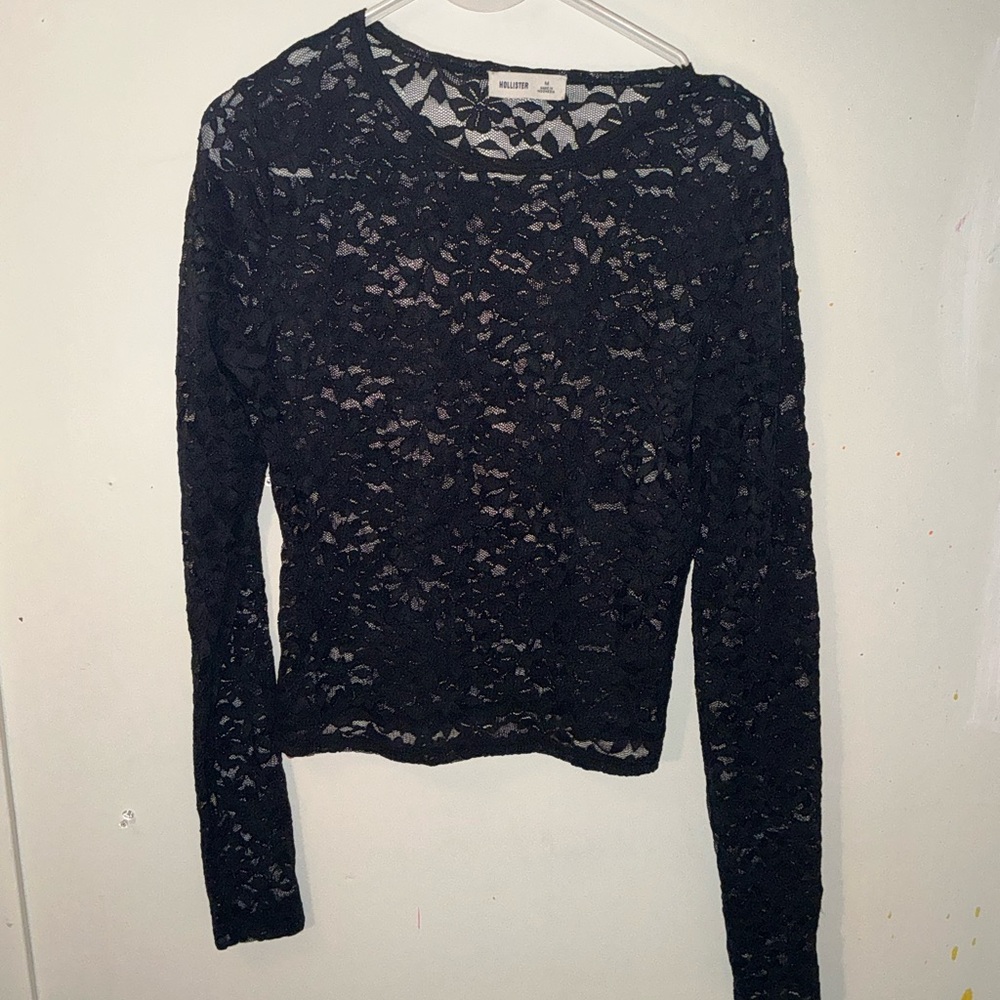 Hollister Black Lace Long-Sleeve Top With Cami